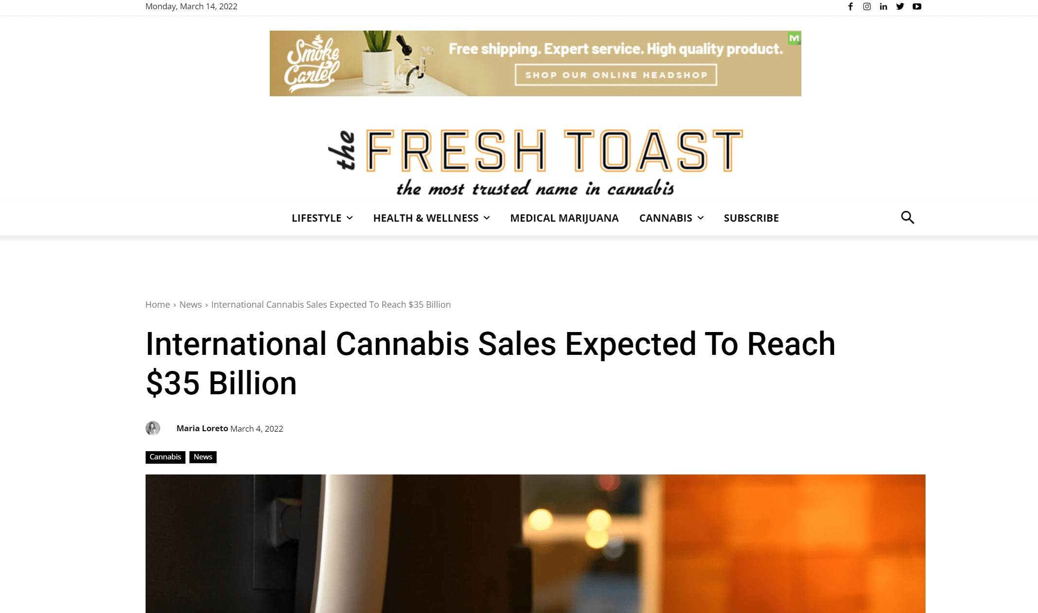 The Fresh Toast International Cannabis Sales Expected To Reach 35